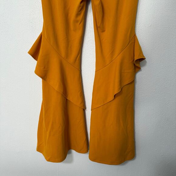 L & B Lucky & Blessed Women's Yellow Mustard Ruffle Flare Pants 3X - Picture 8 of 9